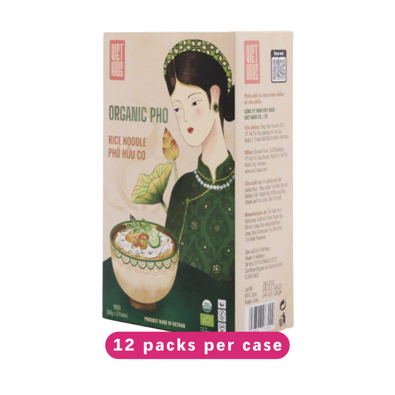 Viet Haus Organic White Rice Noodles (Pho) - 12 packs/case