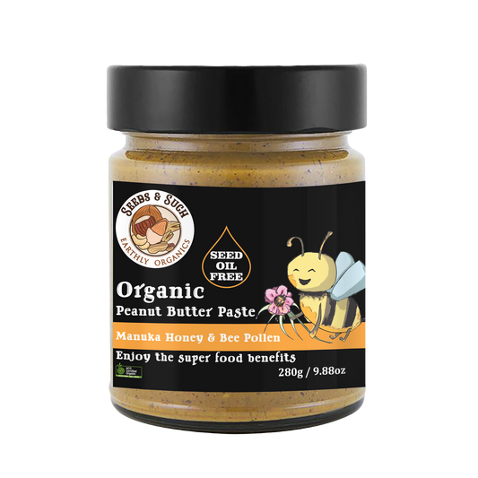 Organic Peanut Butter Paste - Manuka Honey & Bee Pollen